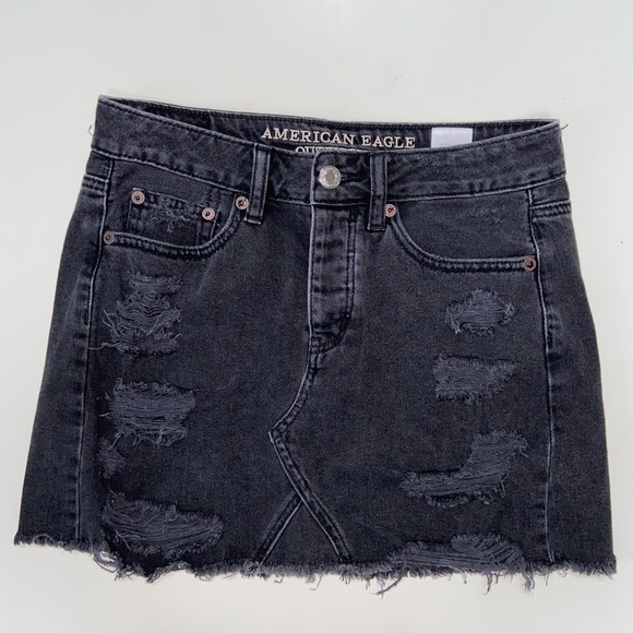 ripped jean skirt american eagle